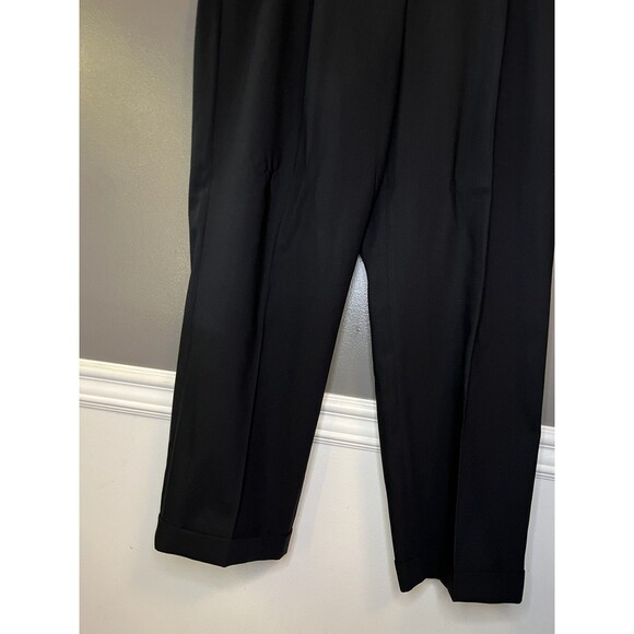 Pronto Uomo Pants Mens 40 Black Wool Dress Slacks Pleated Cuffed Trousers Formal - Picture 3 of 7